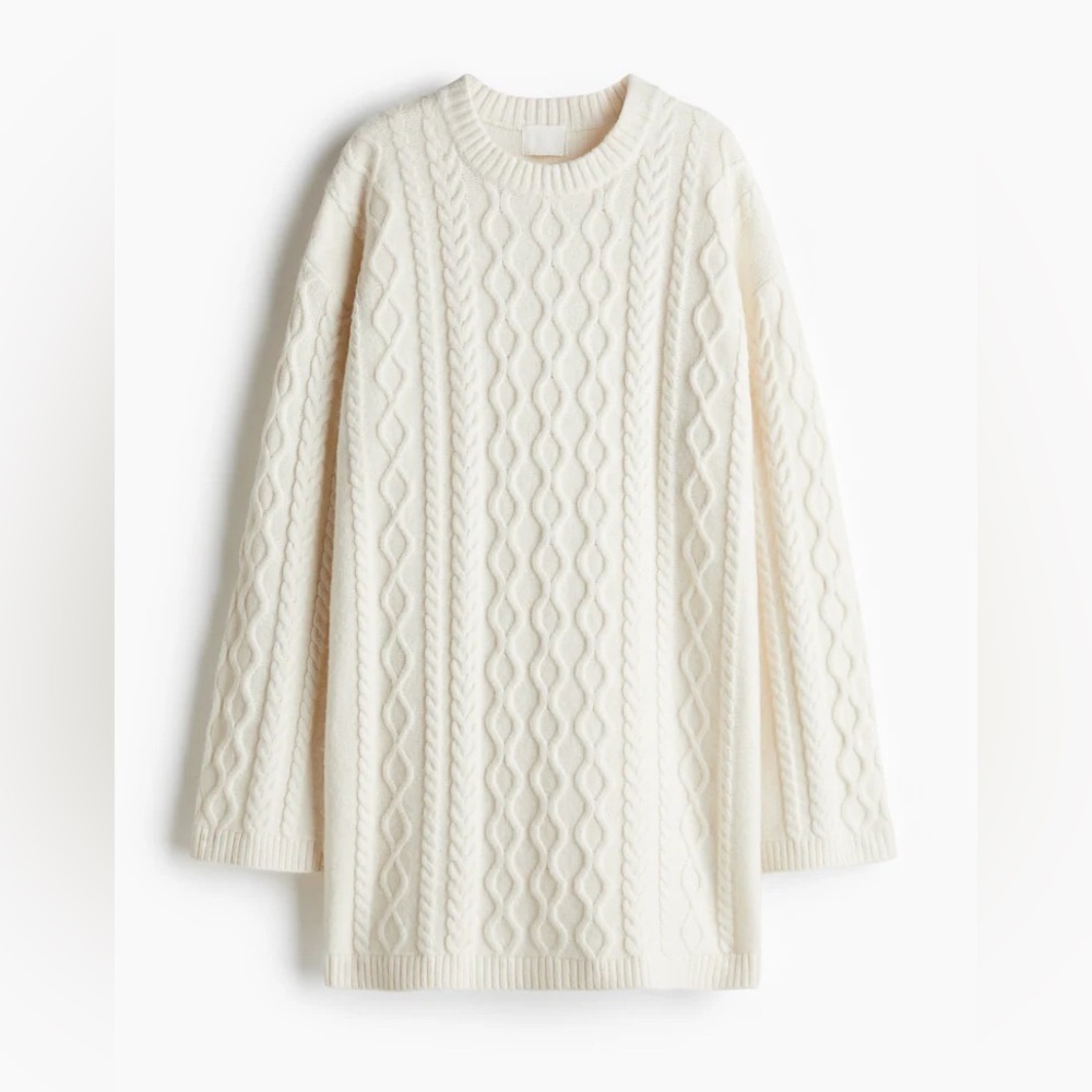 H&M Cream Cable Knit Sweater Dress